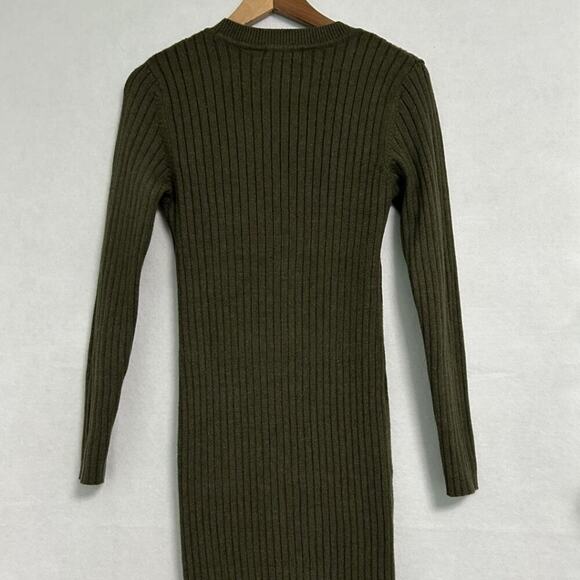 JDY Magna Rib Knit Midi Long Sleeve Bodycon Soft Sweater Dress Moss Green Large - Picture 5 of 13